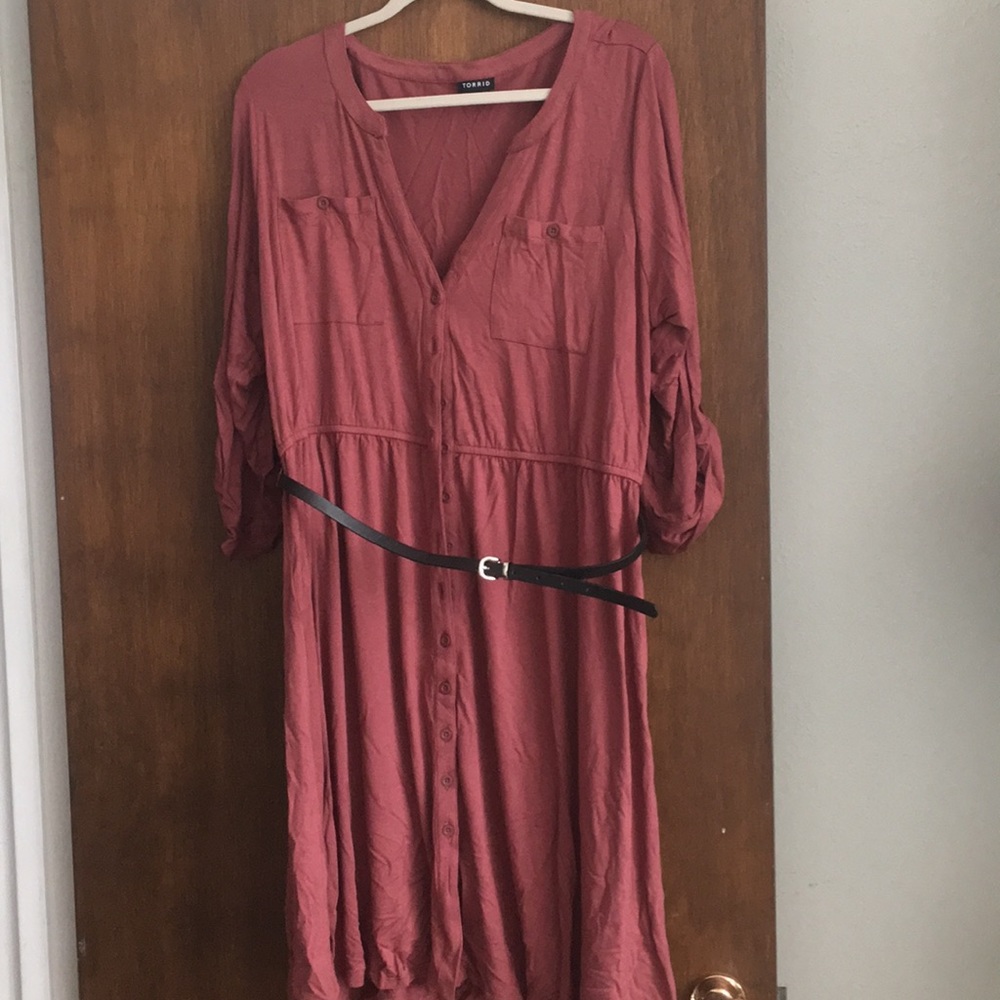 Torrid dusty mauve shirt dress. NWOT